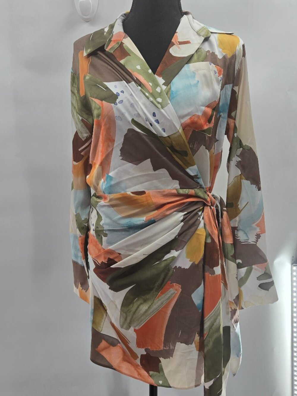 Emory Park Abstract Side Faux Wrap Mini Dress Size Medium